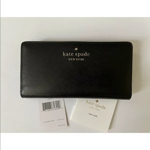 NWT Kate Spade Staci Slim Bifold Wallet in Black